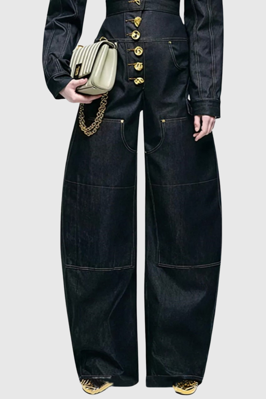 Hiroshi Buttoned Embellished Jeans