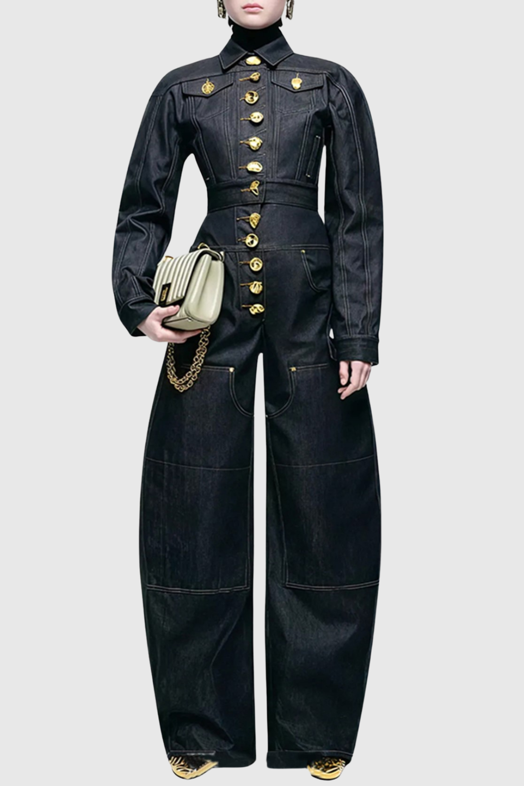 Hiroshi Buttoned Embellished Jeans