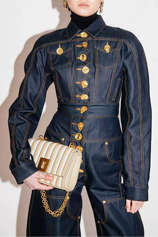 Hiroshi Buttoned Embellished Jeans