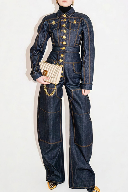 Hiroshi Buttoned Embellished Jeans