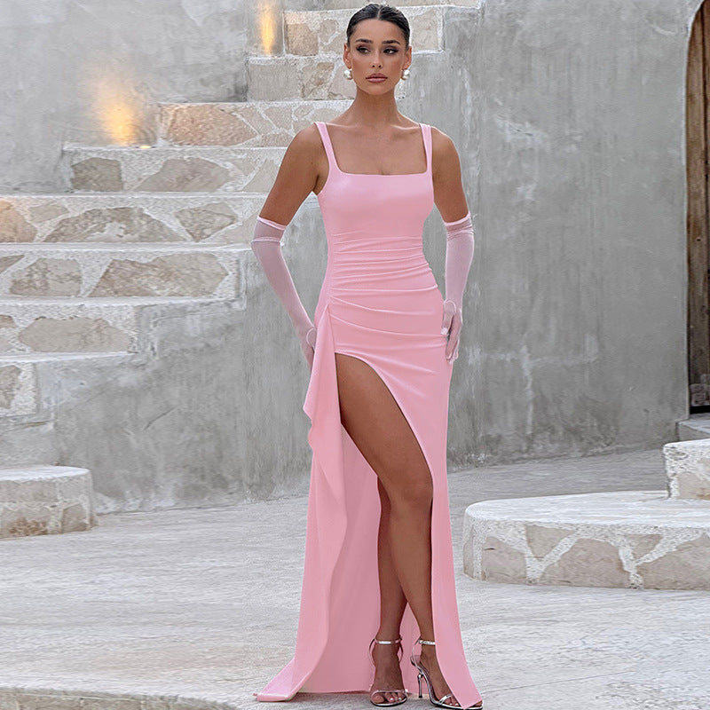 Olivia - Elegant Formal Slip Maxi Dress with Open Back